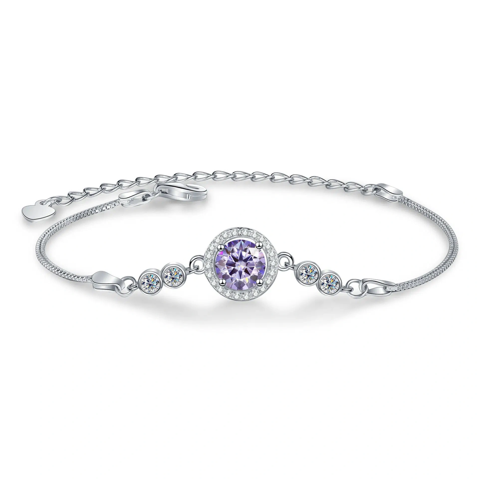 Shimmering Moissanite  Bracelet - 925 Silver, Nickel-Free, Three-Stone Design