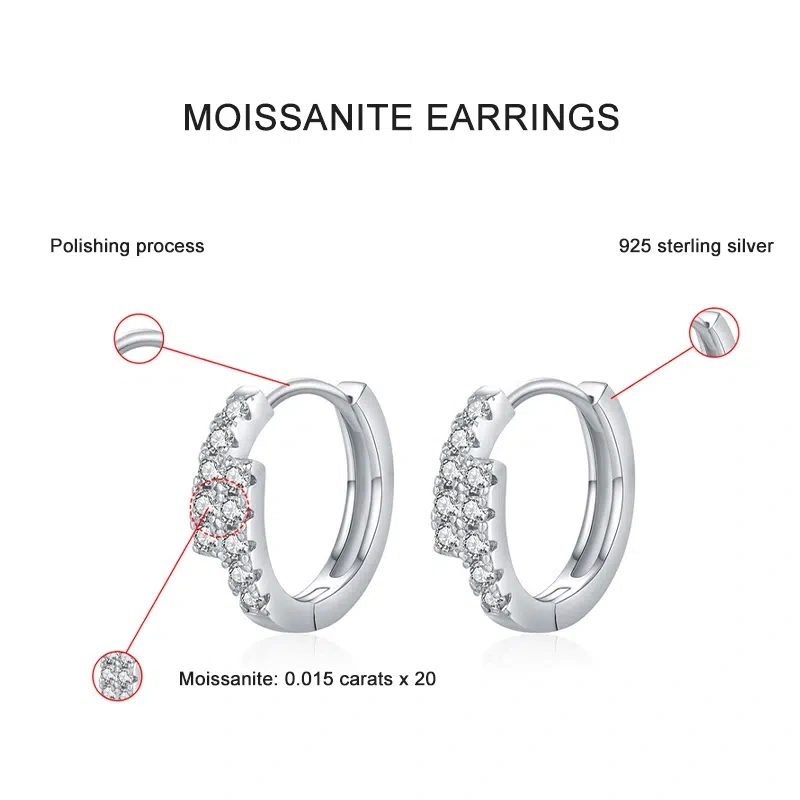 Sparkling Moissanite Hoop Earrings 925 Silver |  Nickel-Free Hoops​