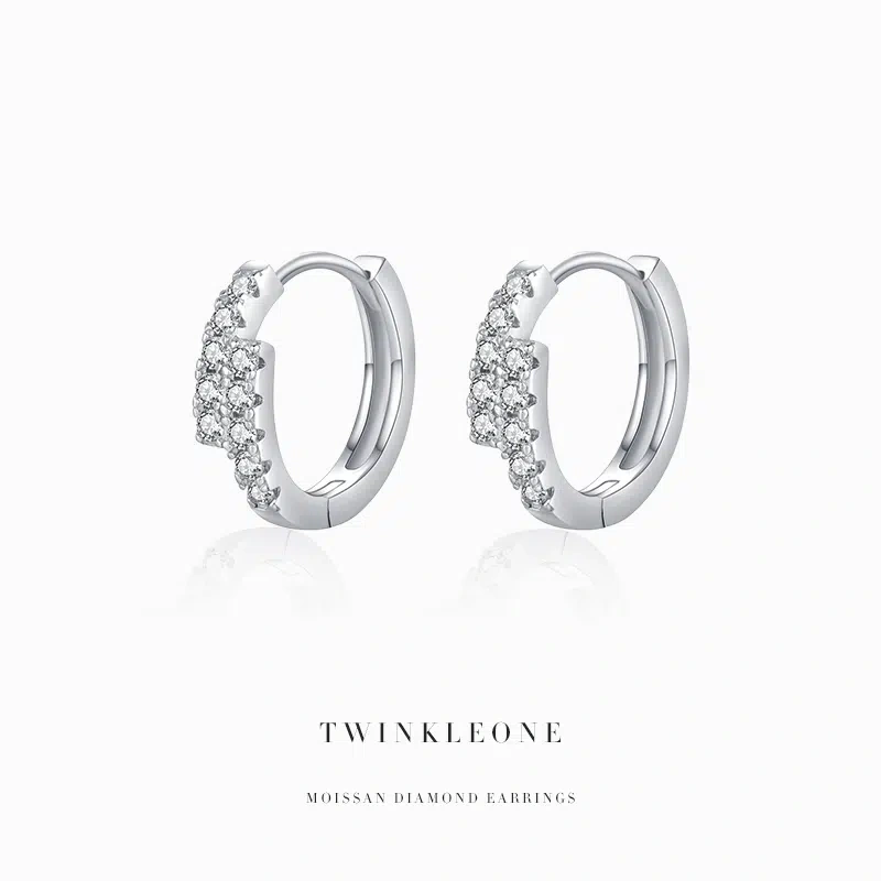 Sparkling Moissanite Hoop Earrings 925 Silver |  Nickel-Free Hoops​
