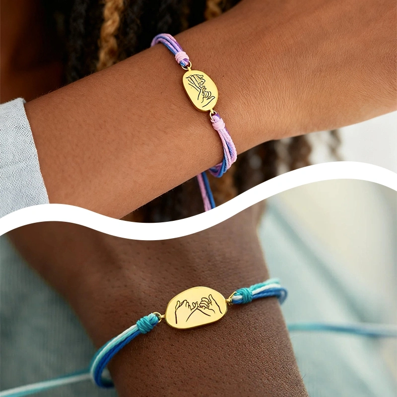 Pinky Promise Bracelet 925 Silver | Colorful Rope Friendship Jewelry, Nickel-Free