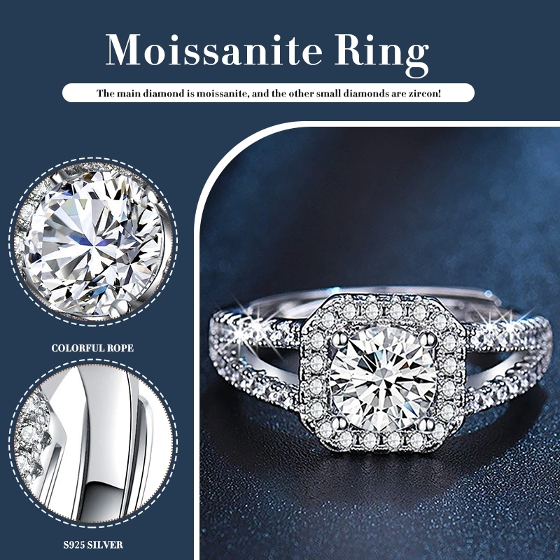 Eternal Sparkle Halo Ring - 925 Silver, Full Pavé Moissanite, Nickel-Free