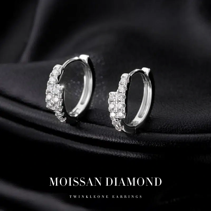 Sparkling Moissanite Hoop Earrings 925 Silver |  Nickel-Free Hoops​