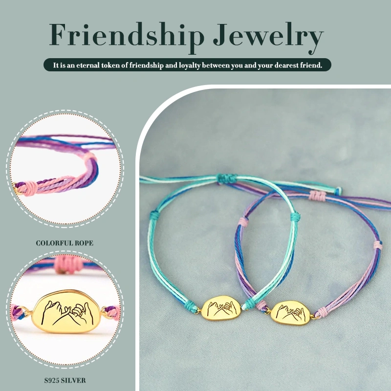 Pinky Promise Bracelet 925 Silver | Colorful Rope Friendship Jewelry, Nickel-Free