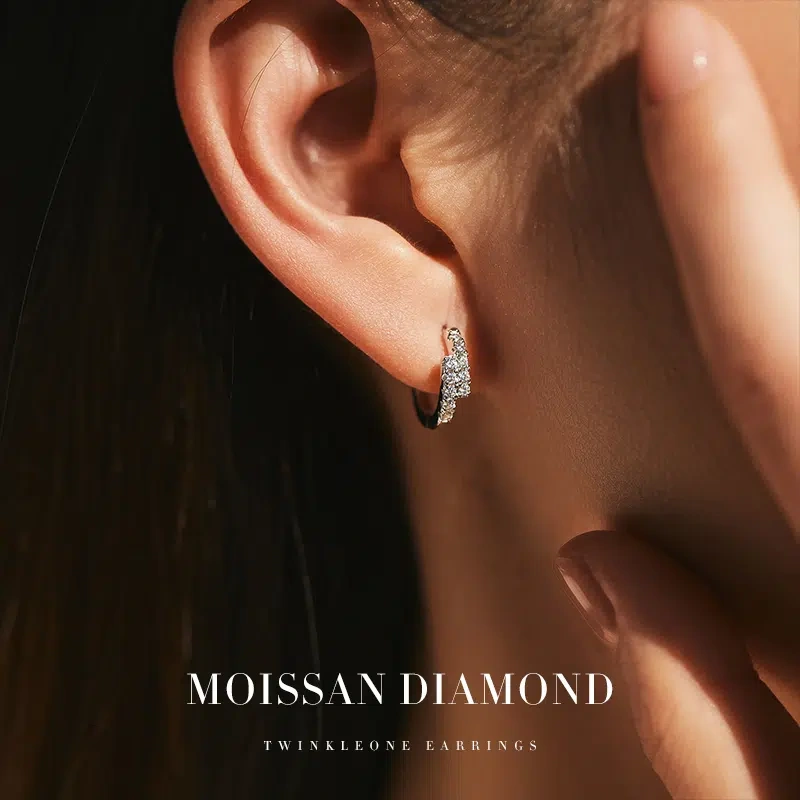 Sparkling Moissanite Hoop Earrings 925 Silver |  Nickel-Free Hoops​