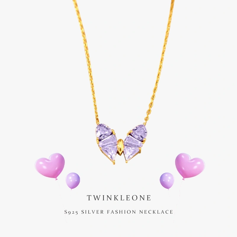 Hope & Support Butterfly Necklace - S925 Silver, Pink Zircon, Lupus Awareness