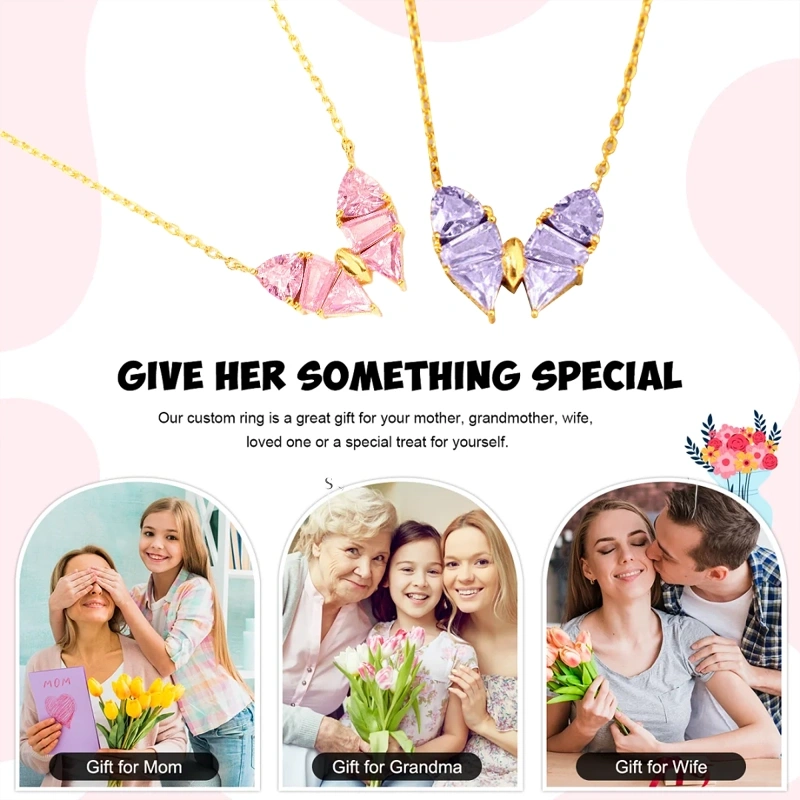 Butterfly Necklace S925 Silver | Pink Zircon Pendant for Transformation & Elegance