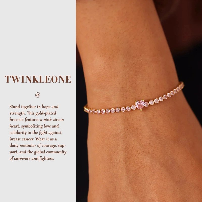 Breast Cancer Prevention Awareness Bracelet | Pink Heart-Shaped Jewelry, Conveying Hope and Support