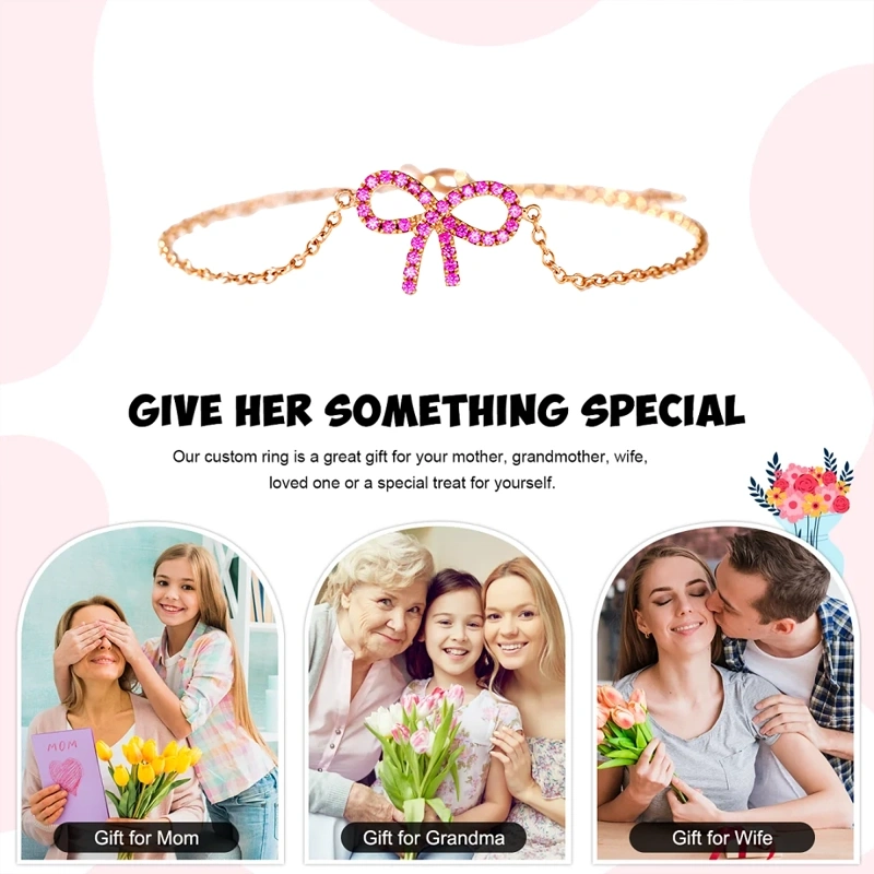 Pink Ribbon Bow Bracelet -  S925 Silver, Breast Cancer Awareness Jewelry