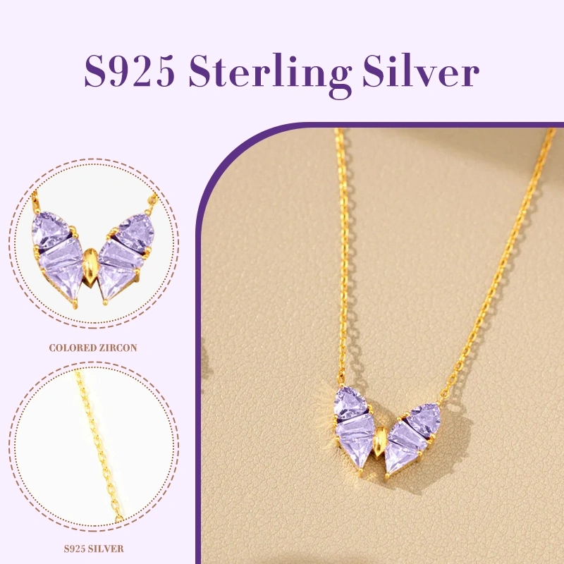 Hope & Support Butterfly Necklace - S925 Silver, Pink Zircon, Lupus Awareness