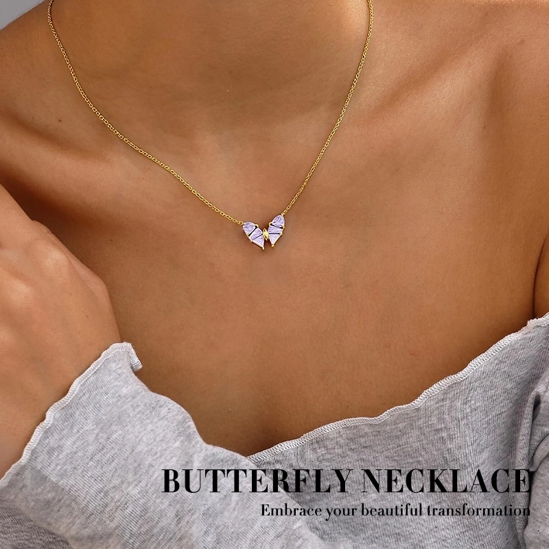 Hope & Support Butterfly Necklace - S925 Silver, Pink Zircon, Lupus Awareness