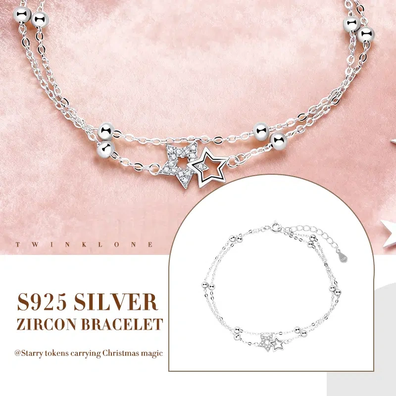 Christmas Star Wish Bracelet - A magical holiday gift, 925 sterling silver