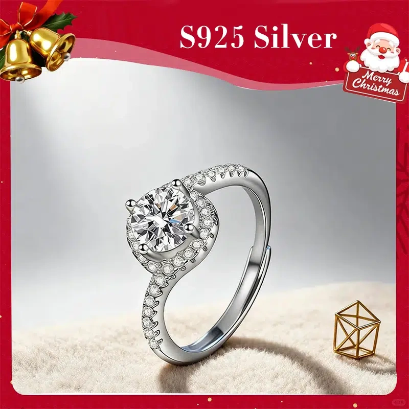 Grandma's Sparkling Joy Ring - 925 Silver & Moissanite, Dazzling Christmas Gift