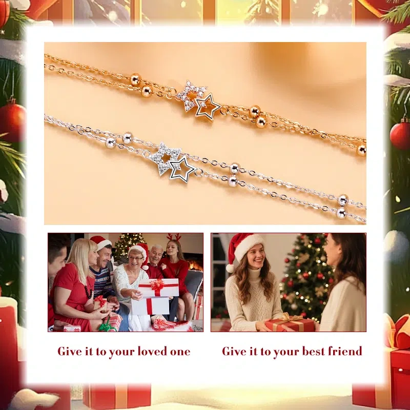 Christmas Star Wish Bracelet - A magical holiday gift, 925 sterling silver