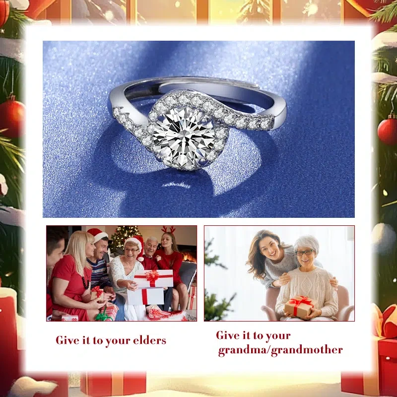 Grandma's Sparkling Joy Ring - 925 Silver & Moissanite, Dazzling Christmas Gift