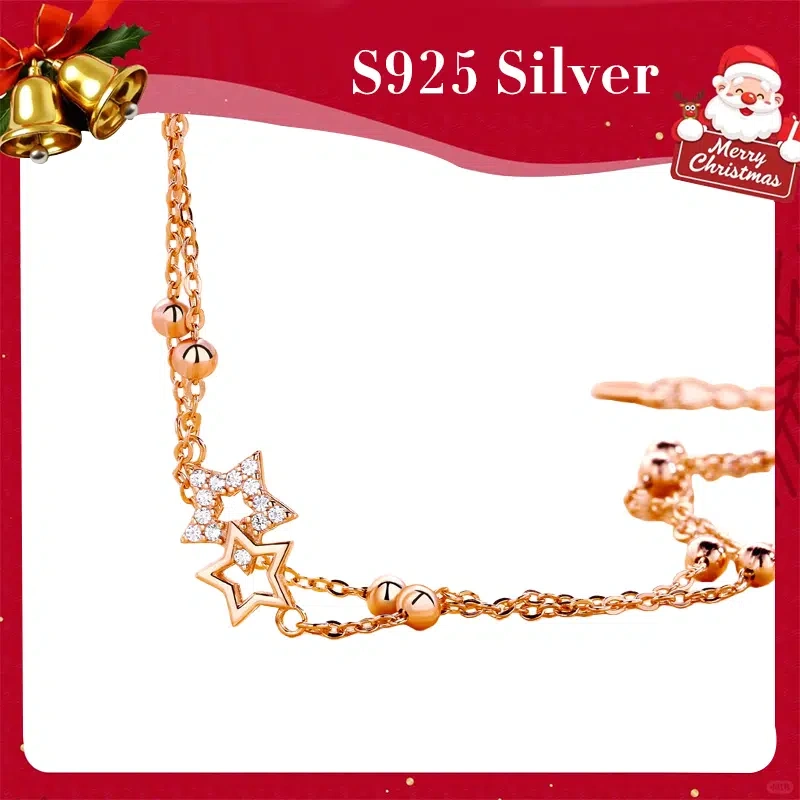 Christmas Star Wish Bracelet - A magical holiday gift, 925 sterling silver