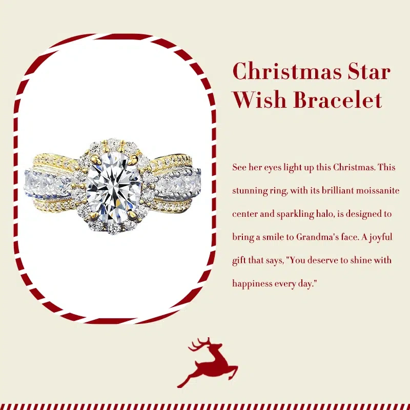 Christmas Gift for Grandma | Sparkling Moissanite Ring to Light Up Her Holiday
