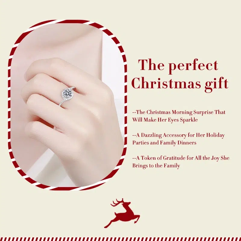 Grandma's Sparkling Joy Ring - 925 Silver & Moissanite, Dazzling Christmas Gift