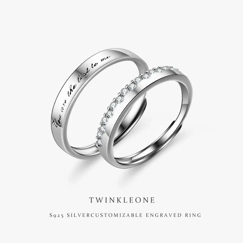 TWINKLEONE "You Are My Favorite Person" Proposal Engagement Handmade Sterling Silver Couple's Ring