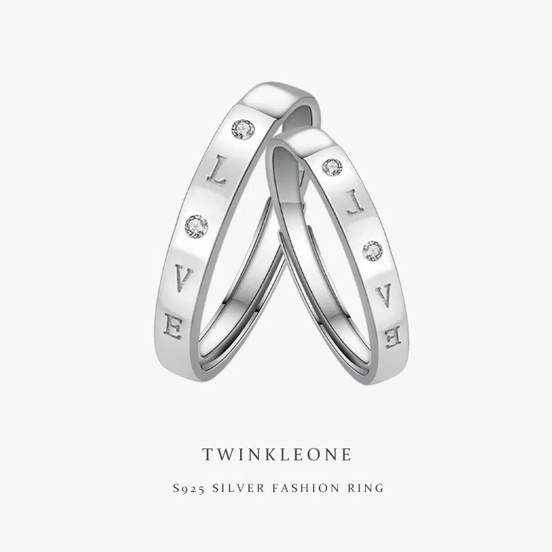 TWINKLEONE Zircon Engagement Proposal Customizable Handmade Silver Ring