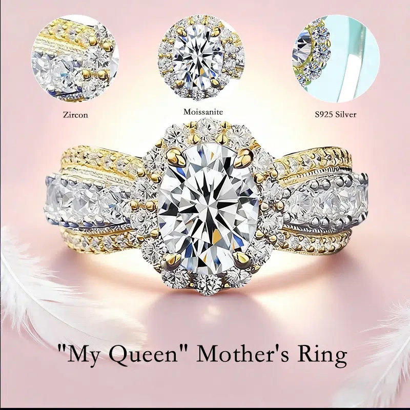 "My Queen" Mother's Ring - S925 Silver, Moissanite