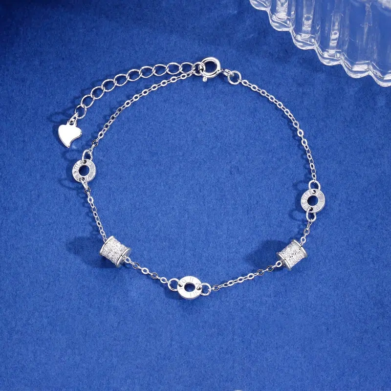 TWINKLEONE Handmade Silver Inlaid Zircon Fashion Roman Bracelet