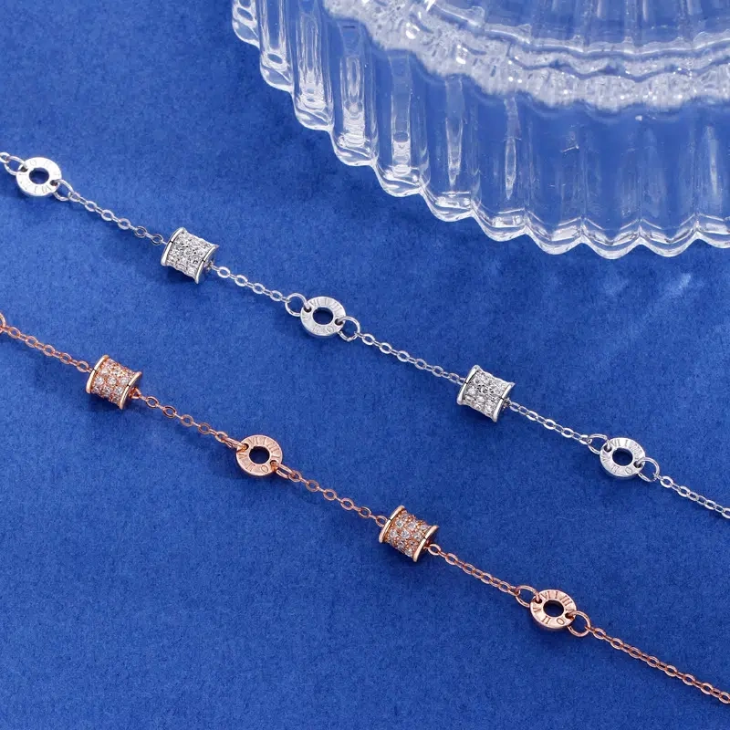 TWINKLEONE Handmade Silver Inlaid Zircon Fashion Roman Bracelet