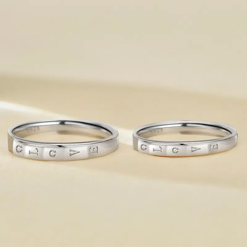 TWINKLEONE Zircon Engagement Proposal Customizable Handmade Silver Ring