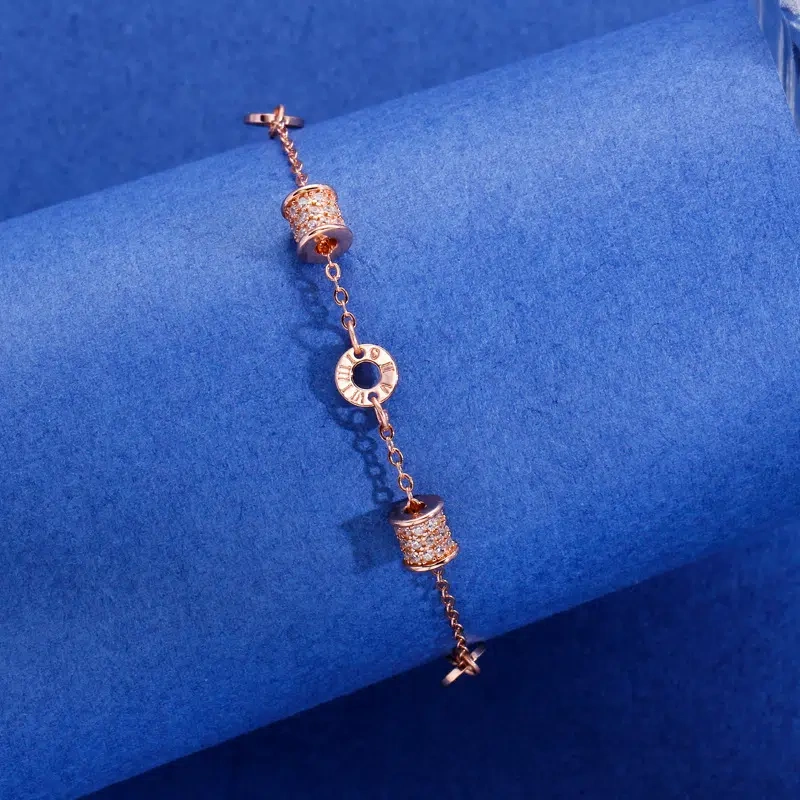 TWINKLEONE Handmade Silver Inlaid Zircon Fashion Roman Bracelet