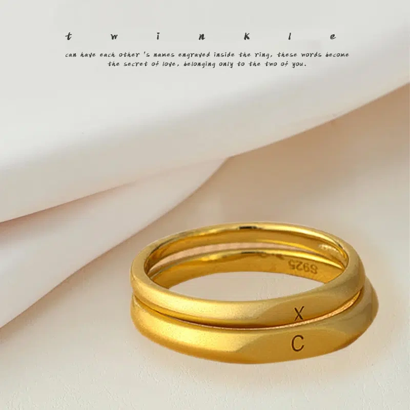TWINKLEONE "Your Name My Last Name" Custom Engraved Silver Ring