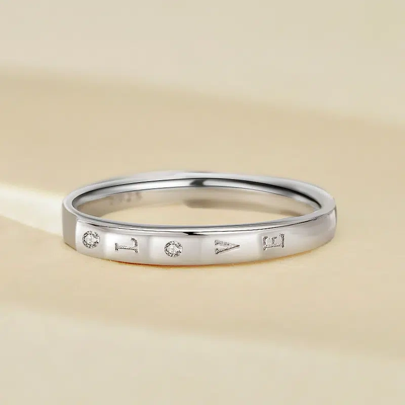 TWINKLEONE Zircon Engagement Proposal Customizable Handmade Silver Ring