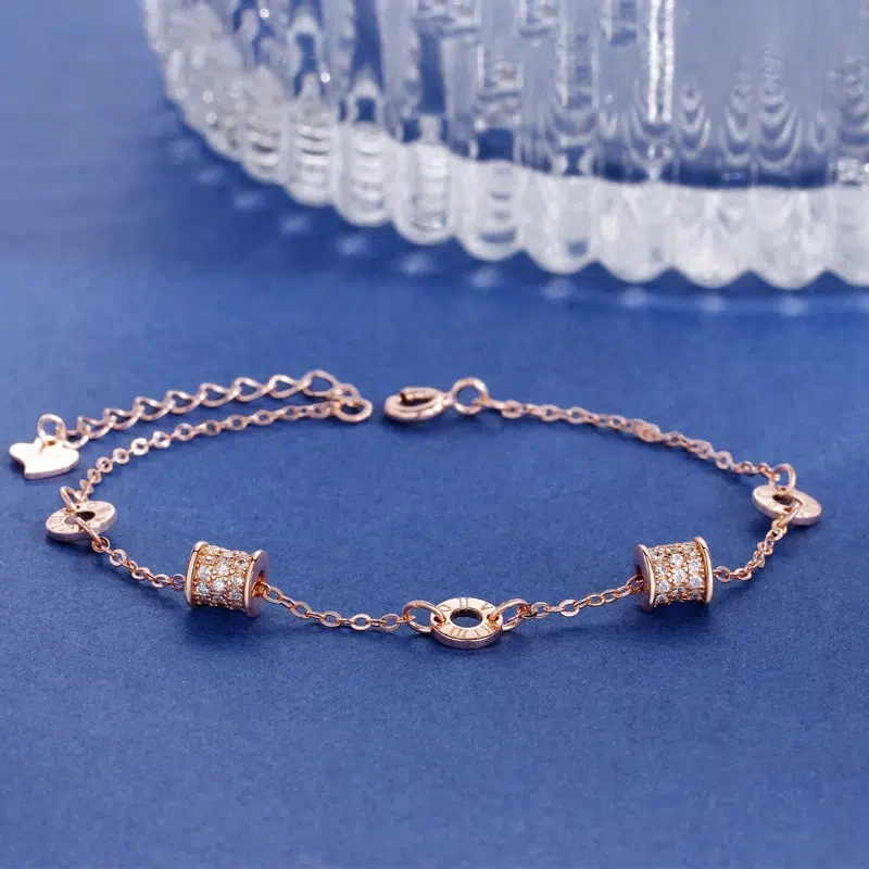 TWINKLEONE Handmade Silver Inlaid Zircon Fashion Roman Bracelet