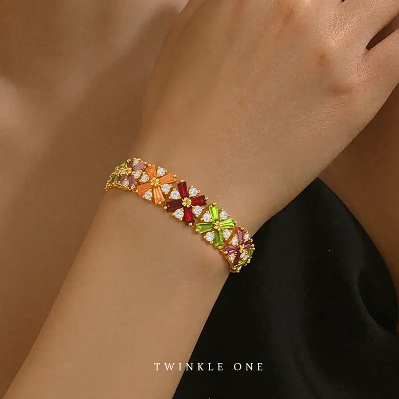 TWINKLEONE Colorful Zirconia Handmade Bracelet – Passionate & Free-Spirited