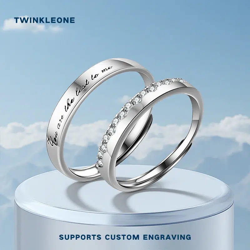 TWINKLEONE "You Are My Favorite Person" Proposal Engagement Handmade Sterling Silver Couple's Ring