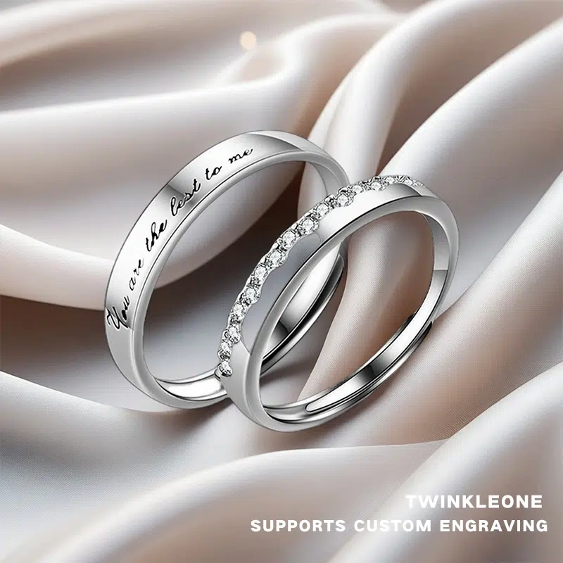 TWINKLEONE "You Are My Favorite Person" Proposal Engagement Handmade Sterling Silver Couple's Ring