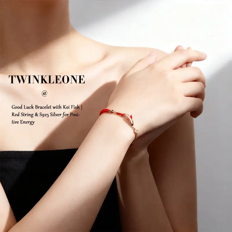 Lucky Koi Red Cord Bracelet, S925 Silver, Eastern Mysterious Good Fortune