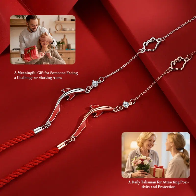 Lucky Koi Red Cord Bracelet, S925 Silver, Eastern Mysterious Good Fortune