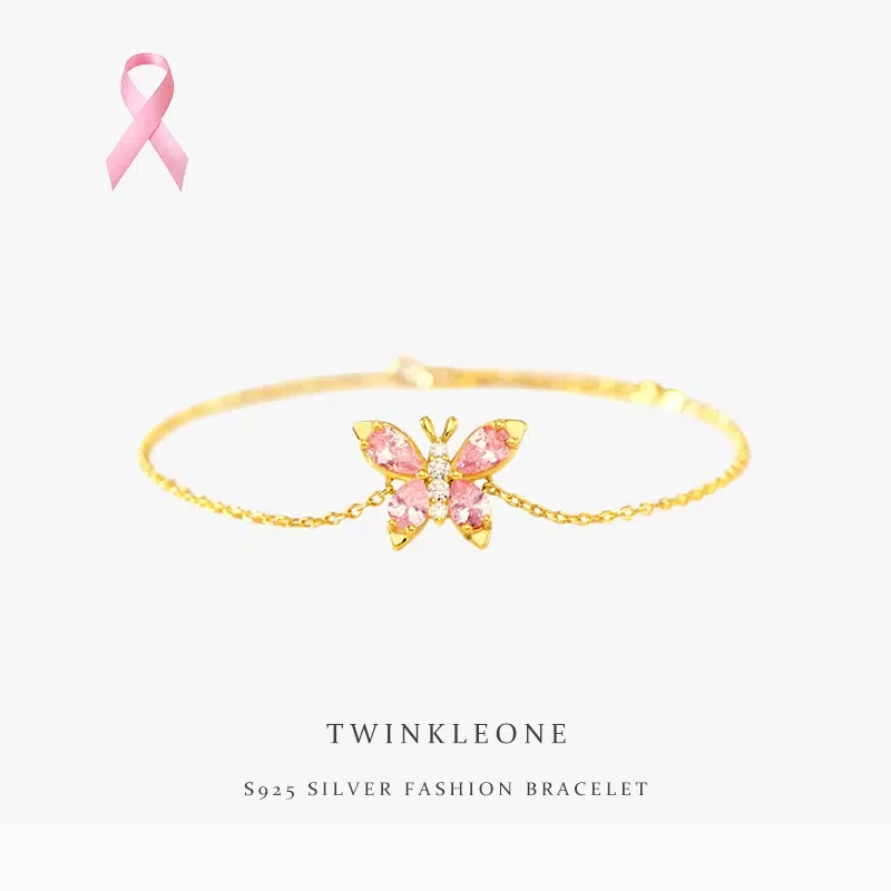Breast Cancer Awareness Bracelet | Pink Butterfly Jewelry for Hope & Support