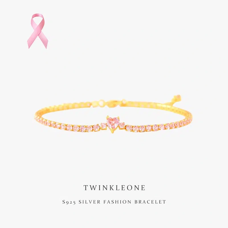 Breast Cancer Prevention Awareness Bracelet | Pink Heart-Shaped Jewelry, Conveying Hope and Support