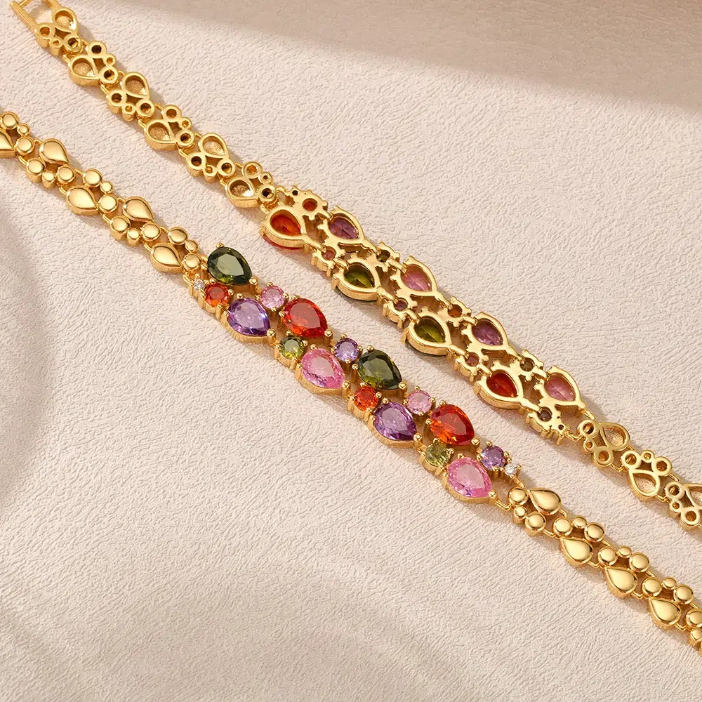 TWINKLEONE Mona Lisa Colored Zirconia Double-Layered Crystal Handmade Bracelet