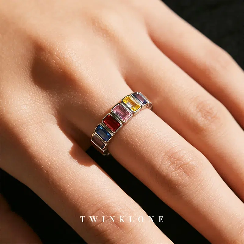 925 Sterling Silver Colored Dopamine Ring Friendship Gift