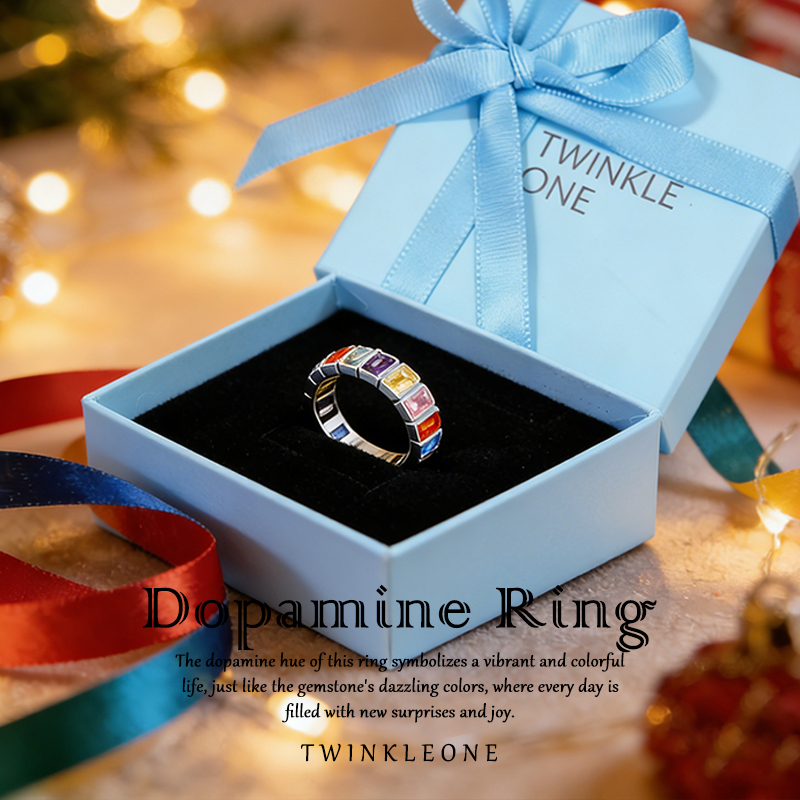 925 Sterling Silver Colored Dopamine Ring Friendship Gift
