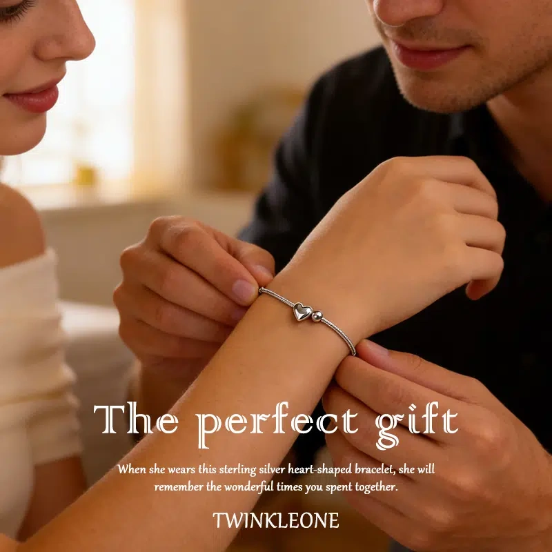 Dainty Sterling Silver Heart Bracelet | The Perfect Gift for Her | Thoughtful Emotional Jewelry