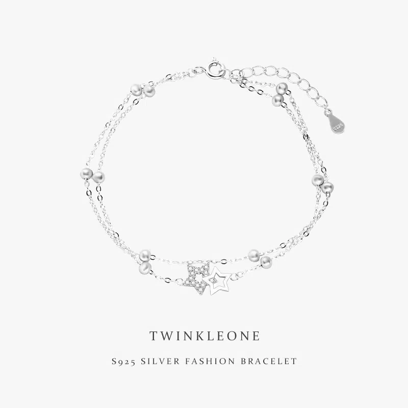 Self Discovery Bracelet Sterling Silver | Dual Star Charm Jewelry for Personal Growth