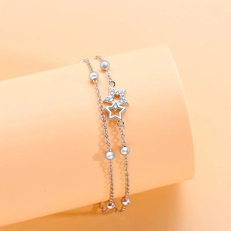 Self Discovery Bracelet Sterling Silver | Dual Star Charm Jewelry for Personal Growth