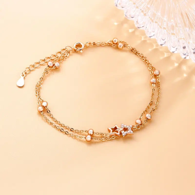Self Discovery Bracelet Sterling Silver | Dual Star Charm Jewelry for Personal Growth