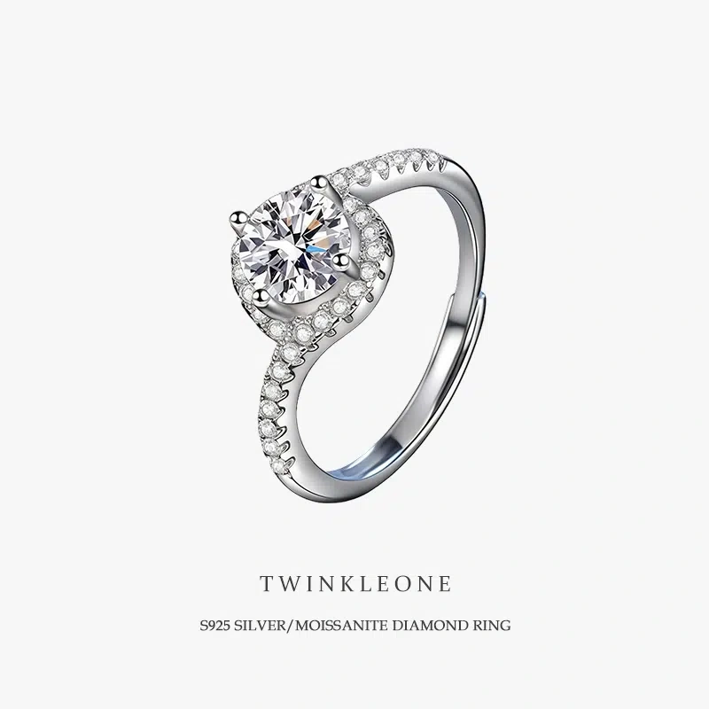 1-Carat Moissanite Angel Eye Ring, S925 Sterling Silver, High-End Open Ring