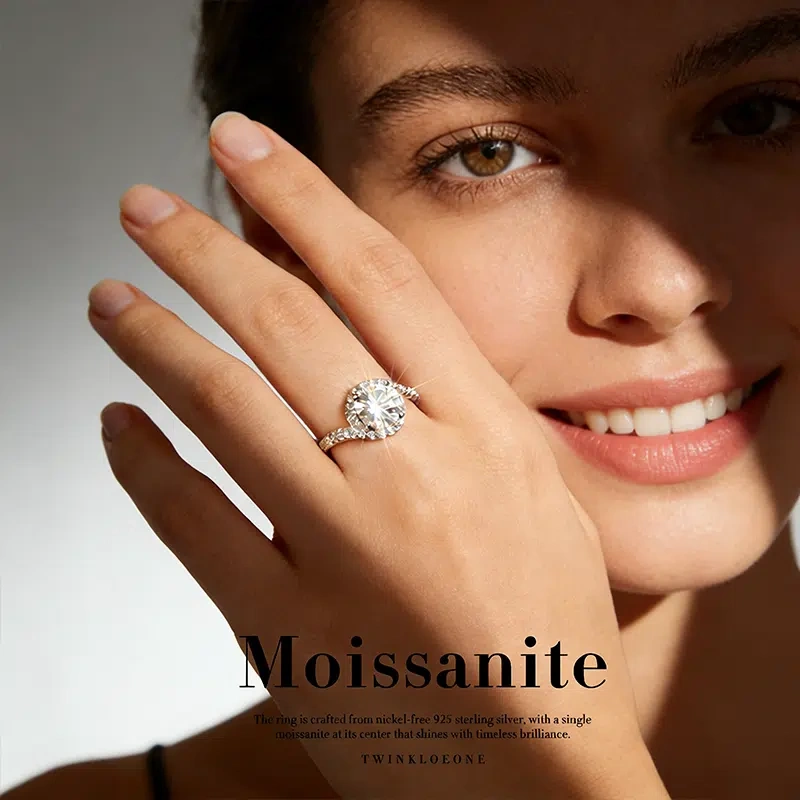 1-Carat Moissanite Angel Eye Ring, S925 Sterling Silver, High-End Open Ring