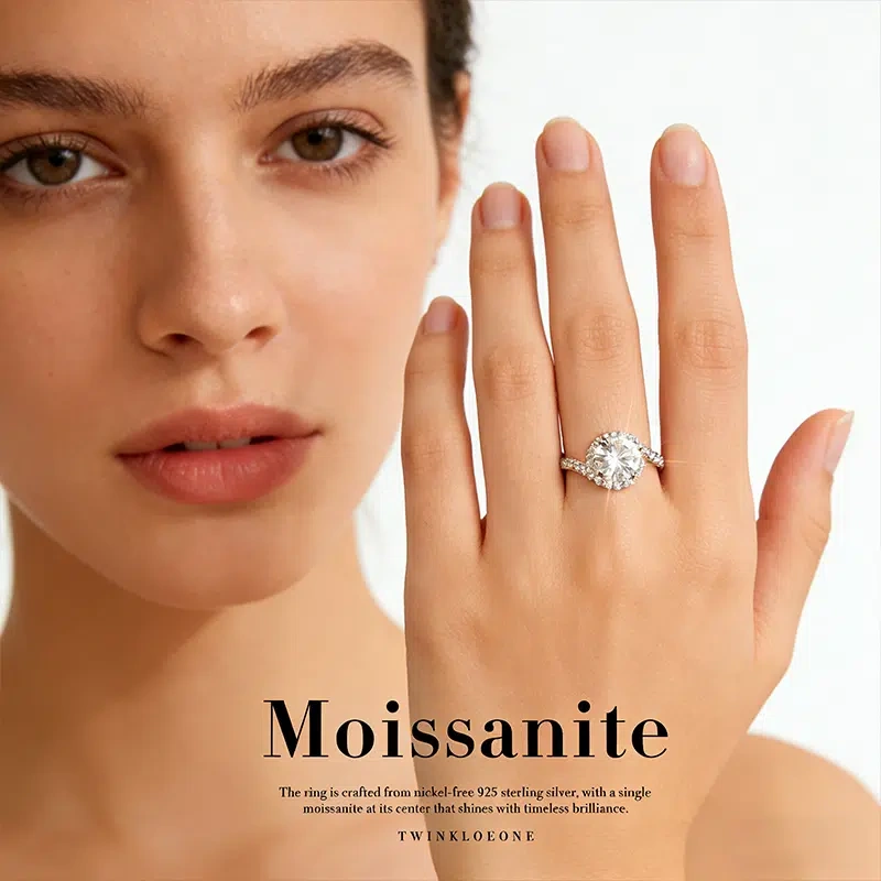 1-Carat Moissanite Angel Eye Ring, S925 Sterling Silver, High-End Open Ring