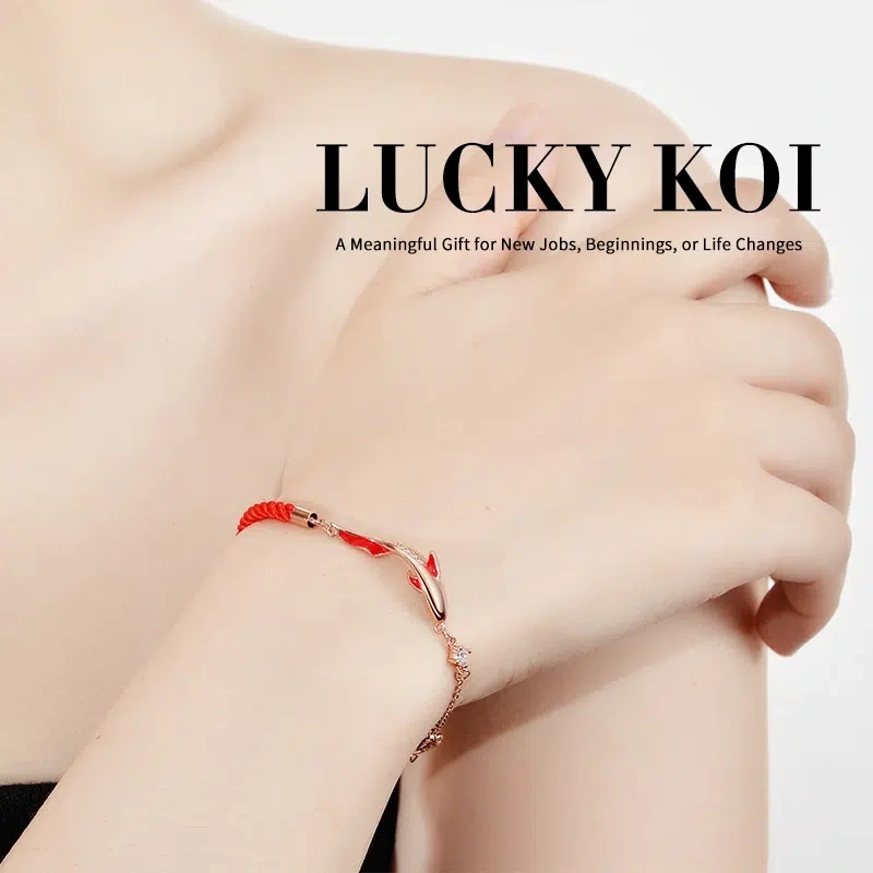 Lucky Koi Red Cord Bracelet, S925 Silver, Eastern Mysterious Good Fortune