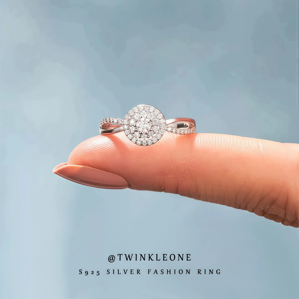 TWINKLEONE Eternal Promise 925 Sterling Silver Ring with Starry Sky Design, a gift for your girlfriend.